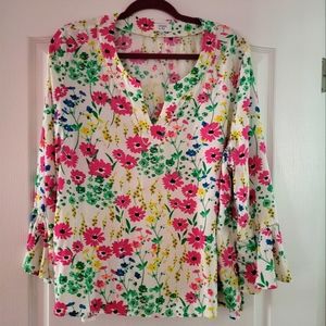 crown & ivy Floral Blouse - Pink, Green, Yellow
